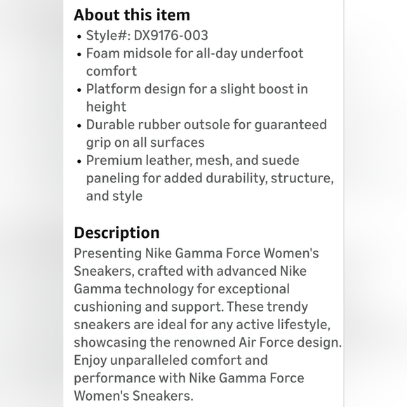 Nike Women's Gamma Force Black and White Sneakers with OD Green Accents W9/M7.5 - Picture 11 of 12